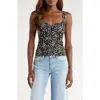 Reformation Francy Floral Print Cutout Tank In Black