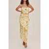 Reformation Frankie Floral Silk Maxi Dress In Honeyglow