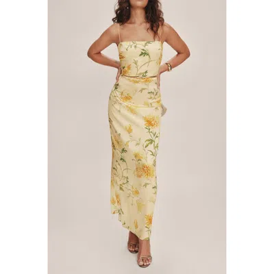 Reformation Frankie Floral Silk Maxi Dress In Honeyglow