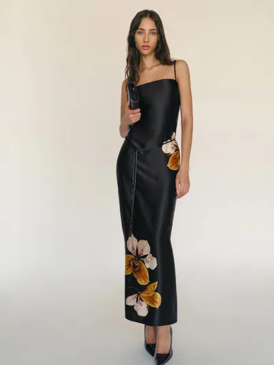 Reformation Frankie Silk Dress In Black