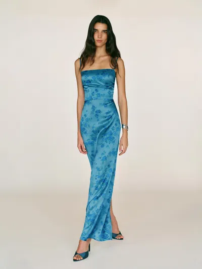 Reformation Frankie Silk Dress Blue 8