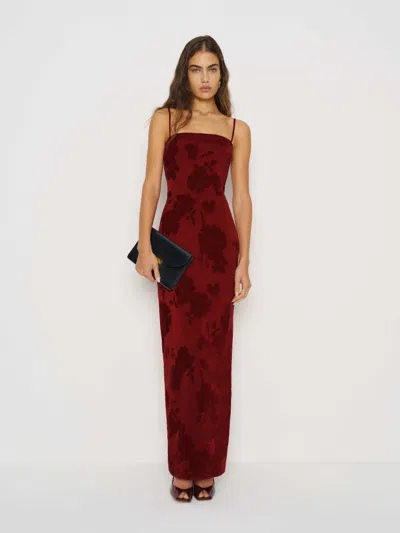 Reformation Frankie Silk Dress In Red