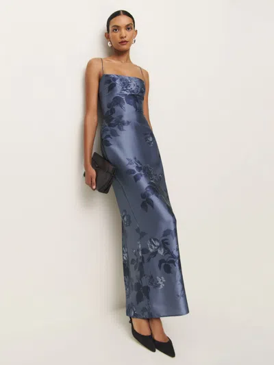 Reformation Frankie Silk Dress In Trieste Border