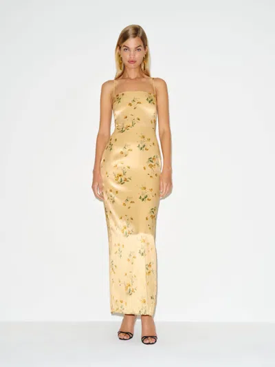 Reformation Frankie Silk Dress Yellow 10