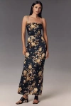 Reformation Frankie Silk Maxi Dress In Blue