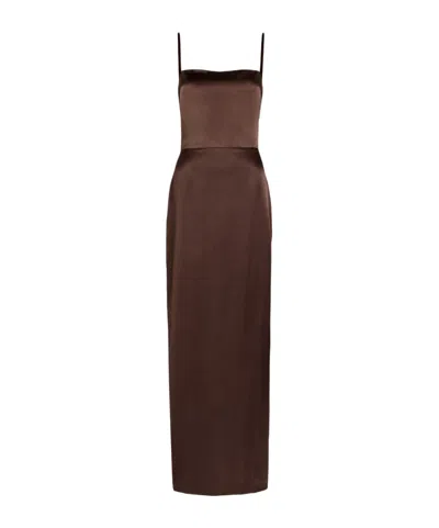 Reformation Frankie Silk Maxi Dress In Brown