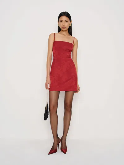 Reformation Frankie Silk Mini Dress In Red