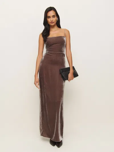 Reformation Frankie Velvet Dress In Magnetic