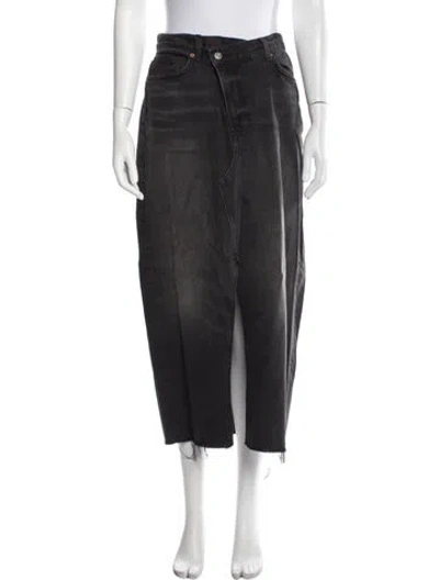 Pre-owned Reformation Fringe Trim Accent Midi Length Skirt In Black