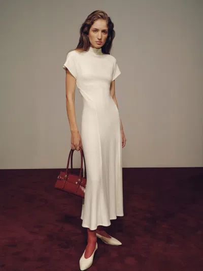 Reformation Frinn Knit Dress Ivory Large In White