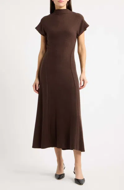 Reformation Frinn Mock Neck Maxi Dress In Brown
