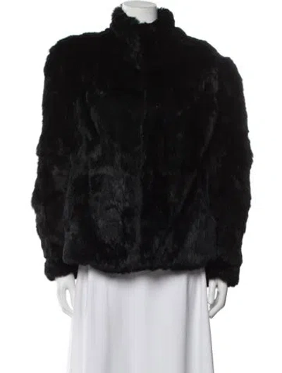 Pre-owned Reformation Fur Faux Fur Jacket In Black