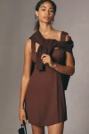 Reformation Gabin Square-neck Mini Dress In Brown