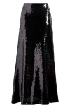 Reformation Gabriella Sequin Maxi Skirt In Black Sequin