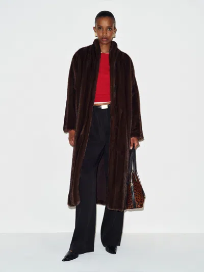 Reformation Gabrielle Coat Dark Brown Fur Large