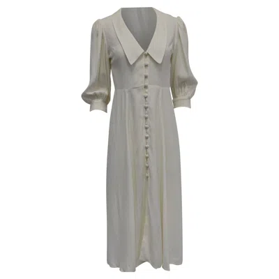 Reformation Gail V-neck Midi Dress In Cream Viscose