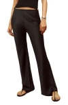 Reformation Gale Double Face Satin Bias Cut Pants In Black