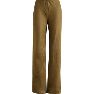 Reformation Gale High Waist Linen Pants In Green