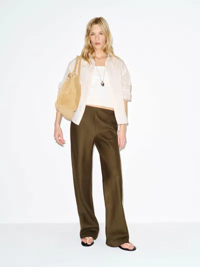 Reformation Gale Linen Mid Rise Pant Green Xl