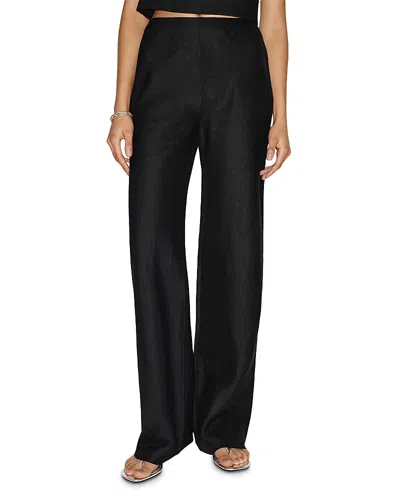 Reformation Gale Linen Mid Rise Pants In Black