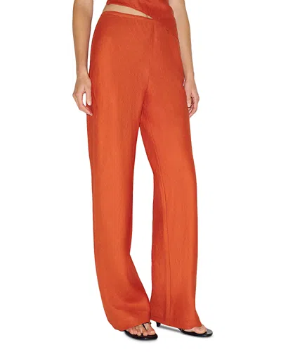 Reformation Gale Linen Mid Rise Pants In Chili Mango