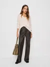 Reformation Petites Gale Satin Mid Rise Bias Pant In Black