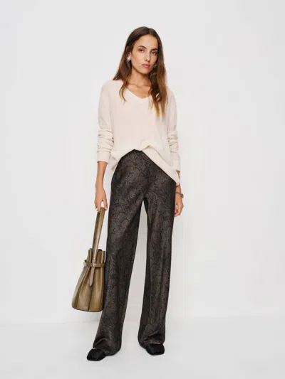 Reformation Petites Gale Satin Mid Rise Bias Pant In Black