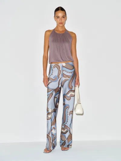 Reformation Gale Satin Mid Rise Bias Pant Blue Xl In Multi