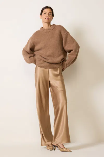 Reformation Gale Satin Mid Rise Bias Pant In Brown