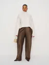 Reformation Gale Satin Mid Rise Bias Pant Es In Brown