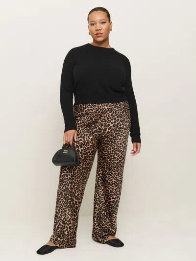 Reformation Gale Satin Mid Rise Bias Pant Es In Leo