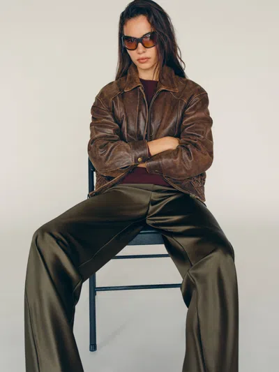 Reformation Gale Satin Mid Rise Bias Pant In Multi