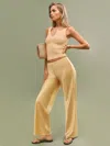 Reformation Gale Satin Mid Rise Bias Pant In Yellow