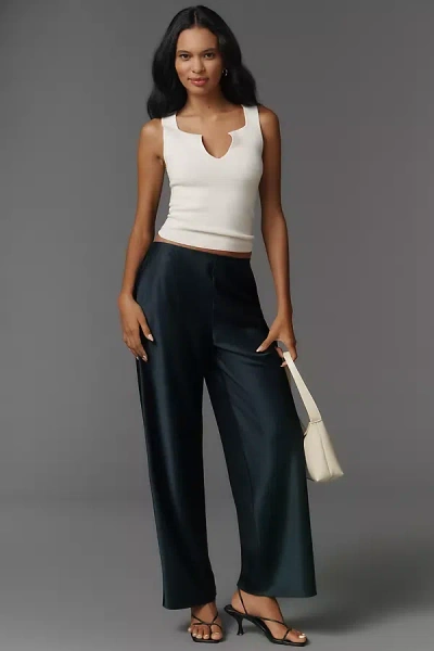 Reformation Gale Satin Mid-rise Bias Pants In Blue