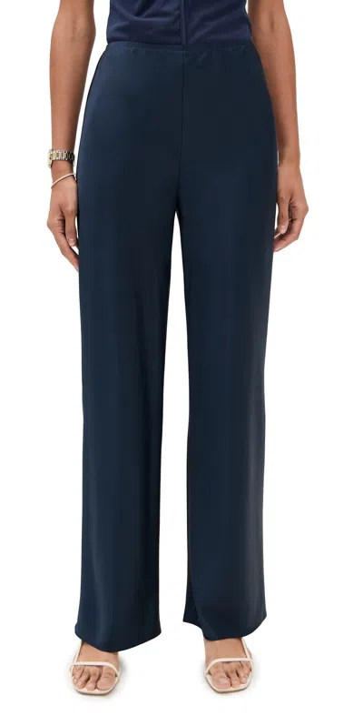 Reformation Gale Satin Mid Rise Bias Pants Midnight In Blue