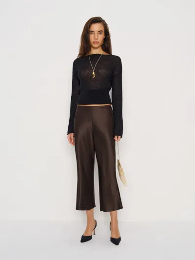 Reformation Gale Satin Mid Rise Capri Pant Brown Xs