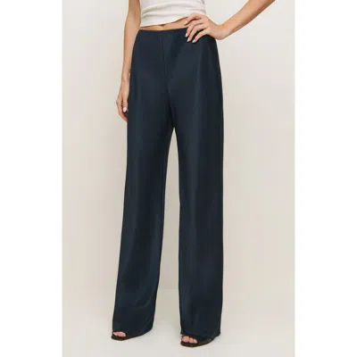 Reformation Gale Satin Pull-on Pants In Blue
