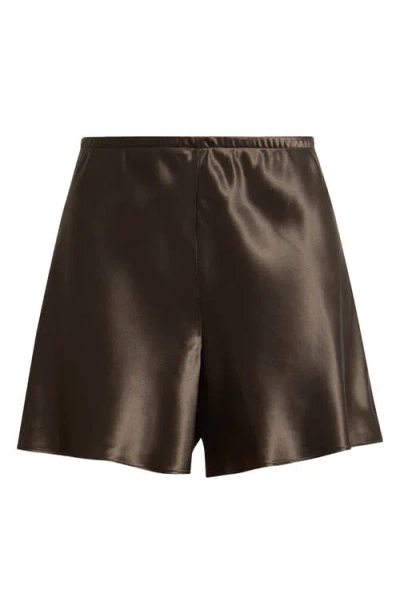 Reformation Gale Silk Shorts In Brown