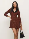 Reformation Galene Dress In Fig Jam Dot