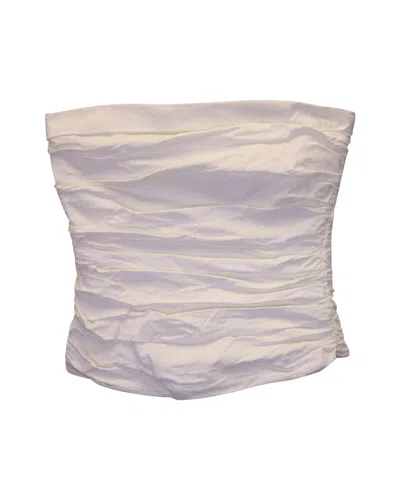 Reformation Gathered Strapless Top In White Cotton
