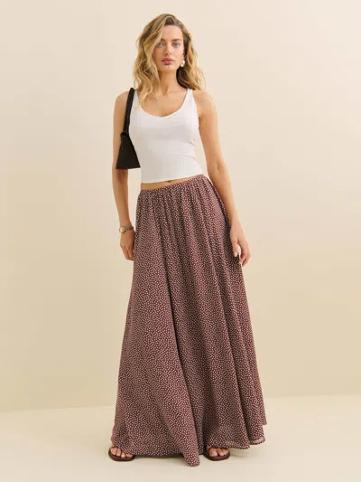 Reformation Gemma Skirt In Choco Dot