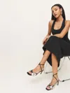 Reformation Gene Heeled Sandal In Black White Haircalf