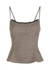 Reformation Womens Genevieve Check-print Woven Top Beige And Black Check In Multi