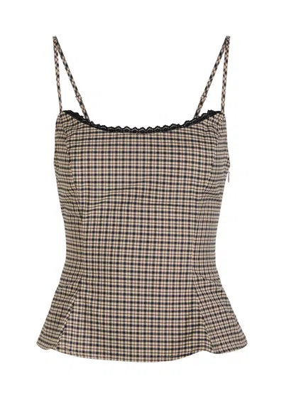 REFORMATION REFORMATION GENEVIEVE PLAID WOVEN TOP