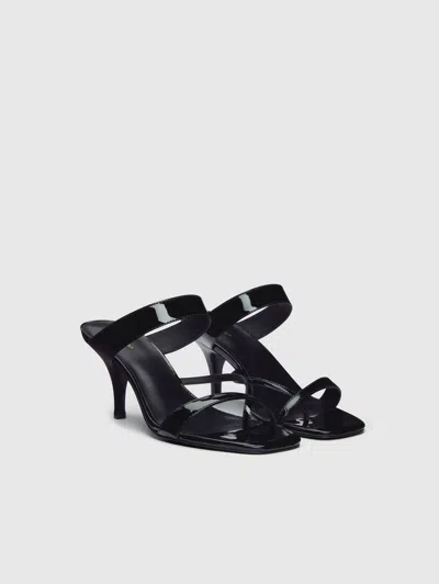 Reformation Genine Heeled Sandal Black Patent 9.5