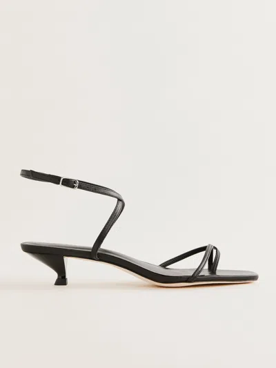 Reformation Georgia Kitten Heeled Sandal In Black Leather