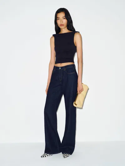 Reformation Georgianna Knit Top Black Xs