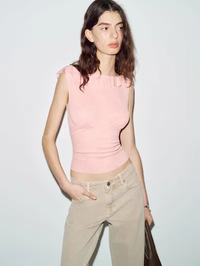 Reformation Georgianna Knit Top Pink Xs