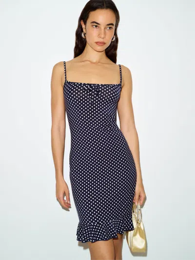 Reformation Georgina Knit Dress Blue Small In Multi
