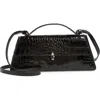 Reformation Gia Shoulder Bag In Black Croc-effect